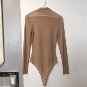 Nude turtleneck mesh bodysuit